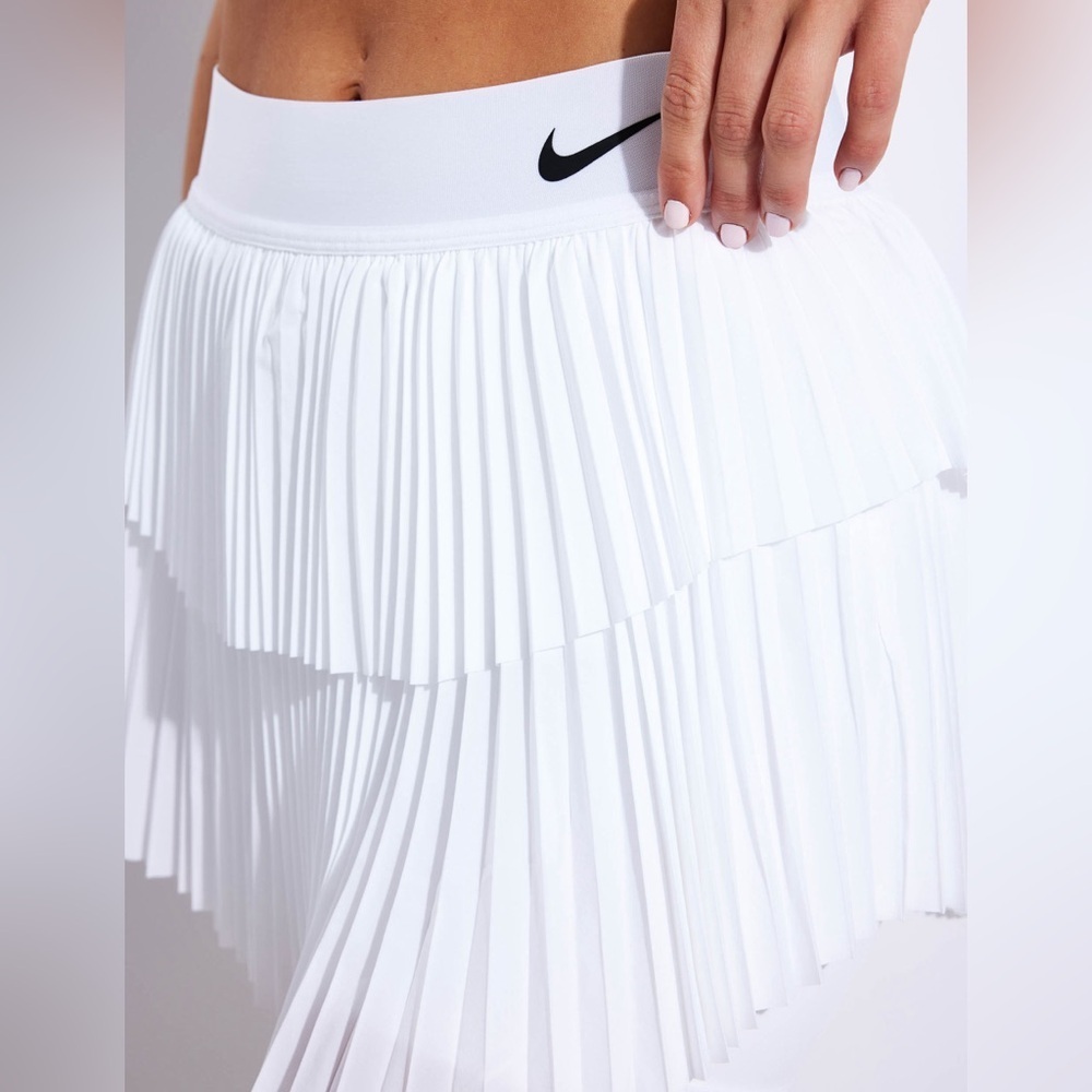 NIKE Court Slam Tennis Pleated Skirt Skort Dri-fit In White